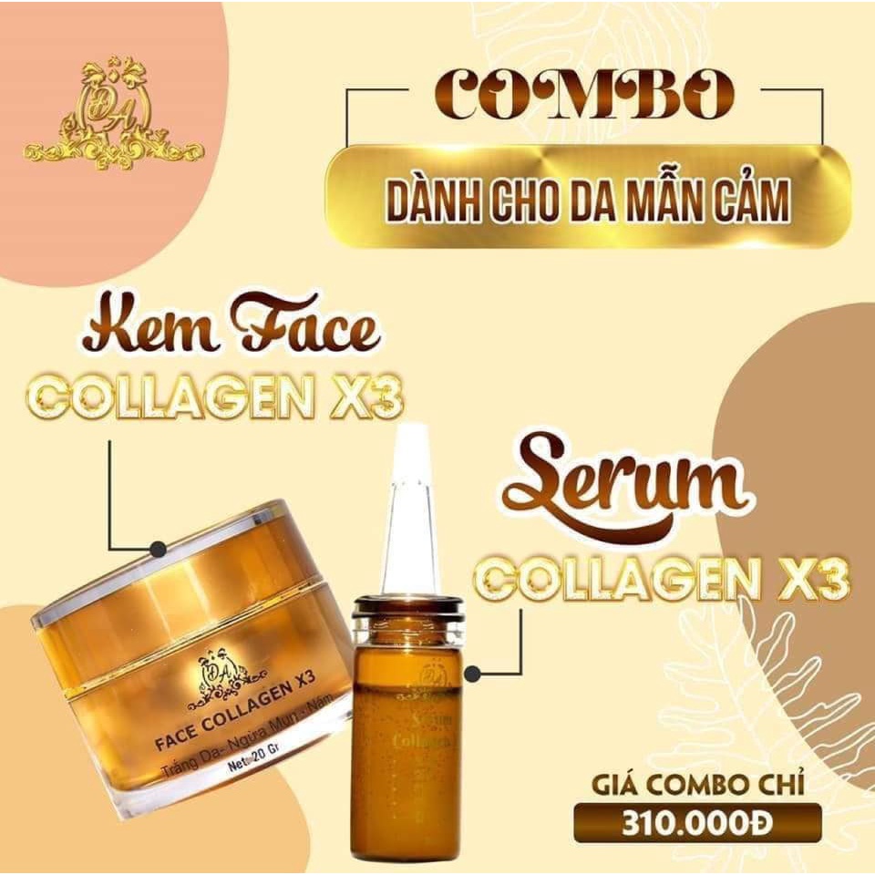 Combo kem face collagen X3 Đông Anh + Serum nám dành cho da mẫn cảm + Tặng mặt nạ dưỡng da