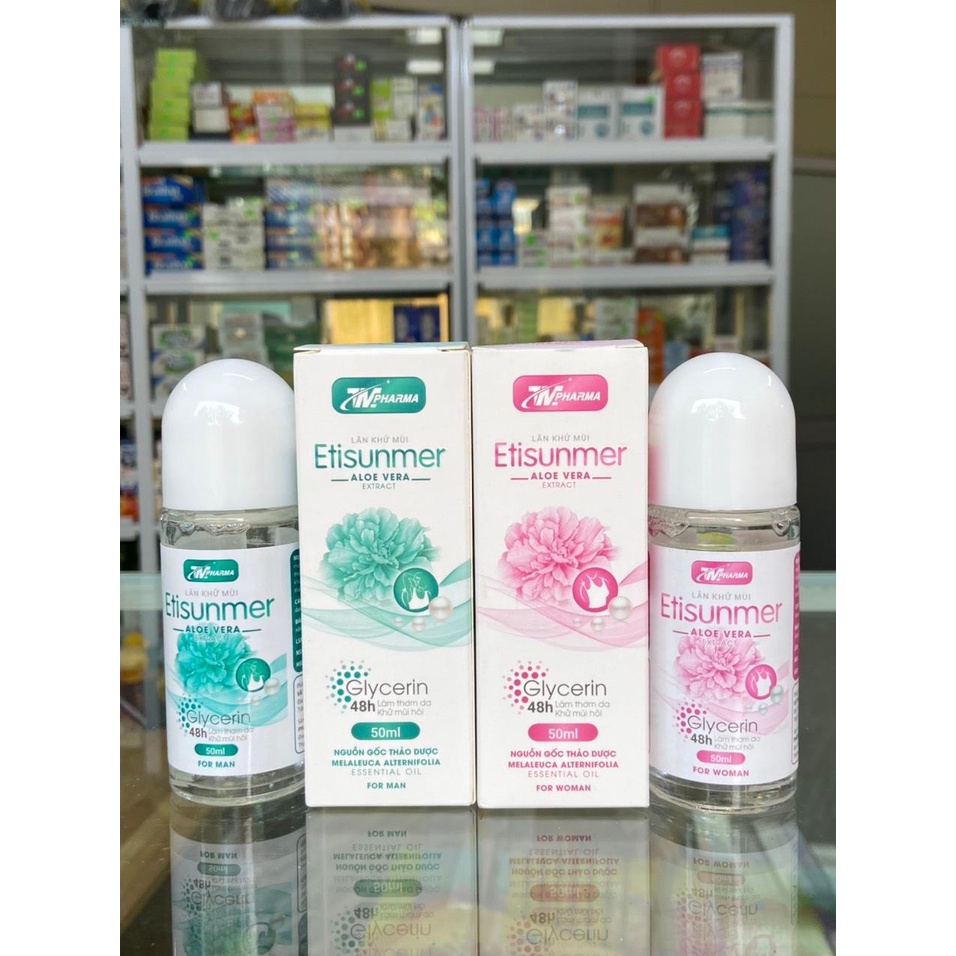 Lăn khử mùi Etisunmer 50ml - Khử Mùi, Ngăn Mồ Hôi Hiệu Quả suốt 48h
