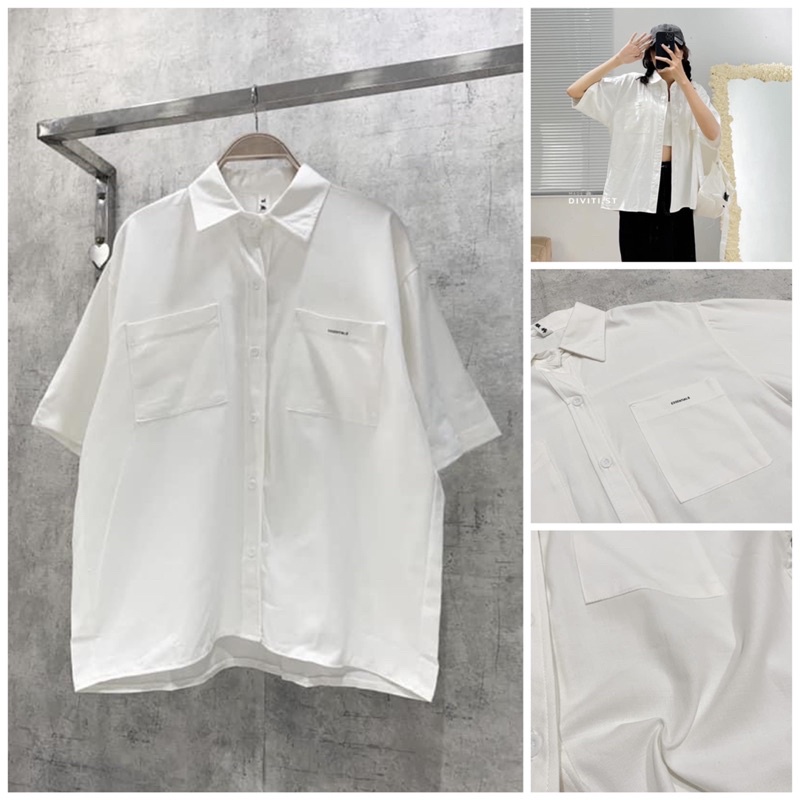 Áo sơ mi cộc tay thêu chữ ess 2619