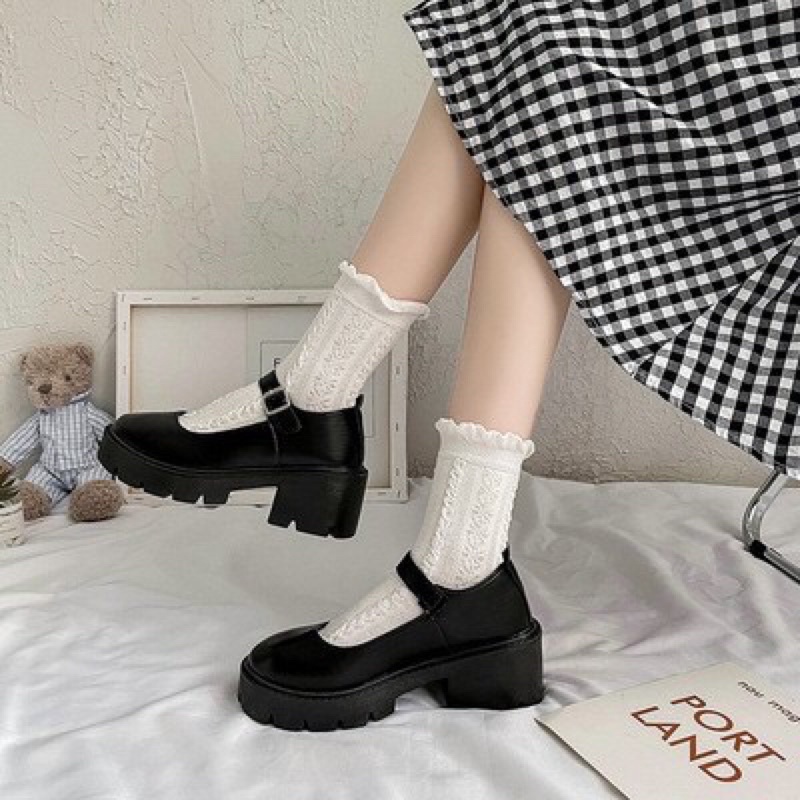 [Sẵn hàng] Giày Lolita đế cao 6cm phong cách vintage ulzzang chất da Pu mềm mịn không đau chân