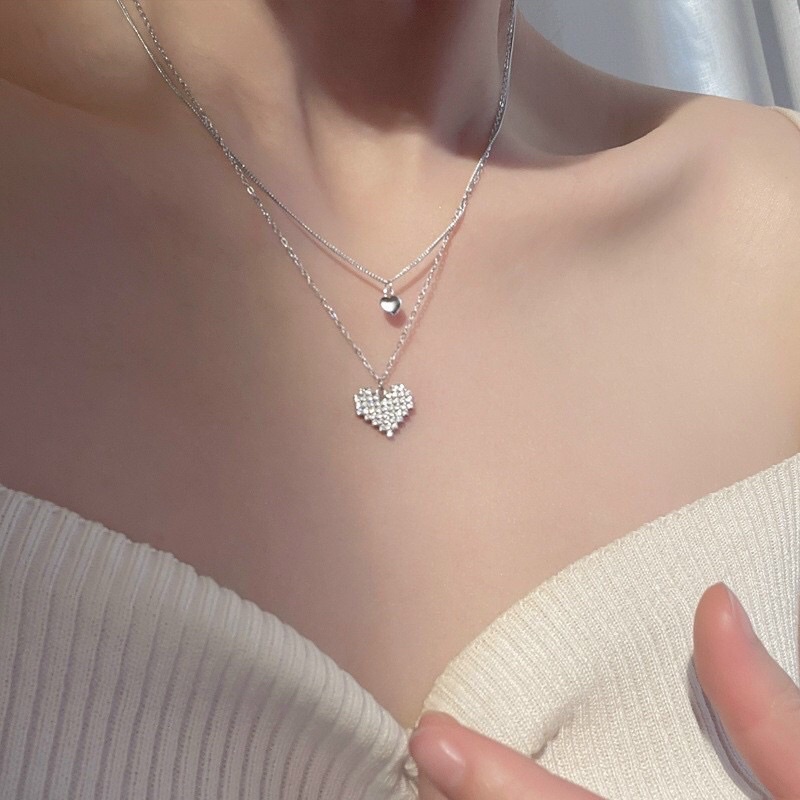 Dây chuyền mặt tim đính đá dễ thương