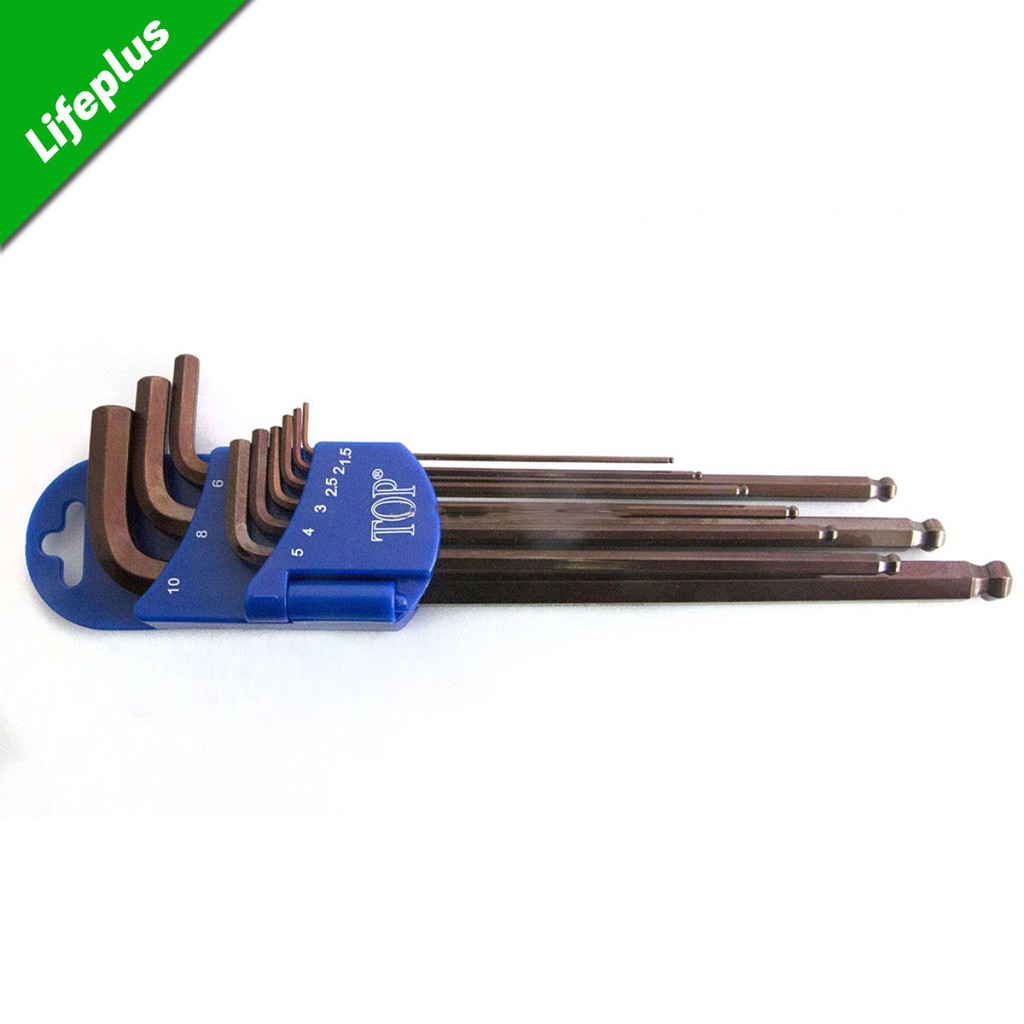 Bộ lục giác đầu bi 9 cây hệ mét xi nâu Top AWT-30004-BK