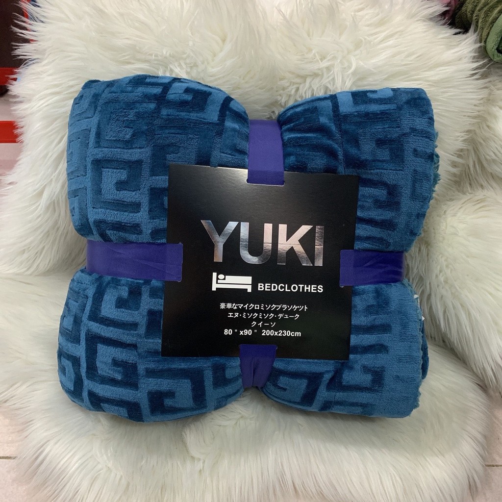 Chăn lông cừu chữ vạn YUKI - Chăn lông cừu Yuki xuất nhật họa tiết chữ vạn kích thước 2*2m3