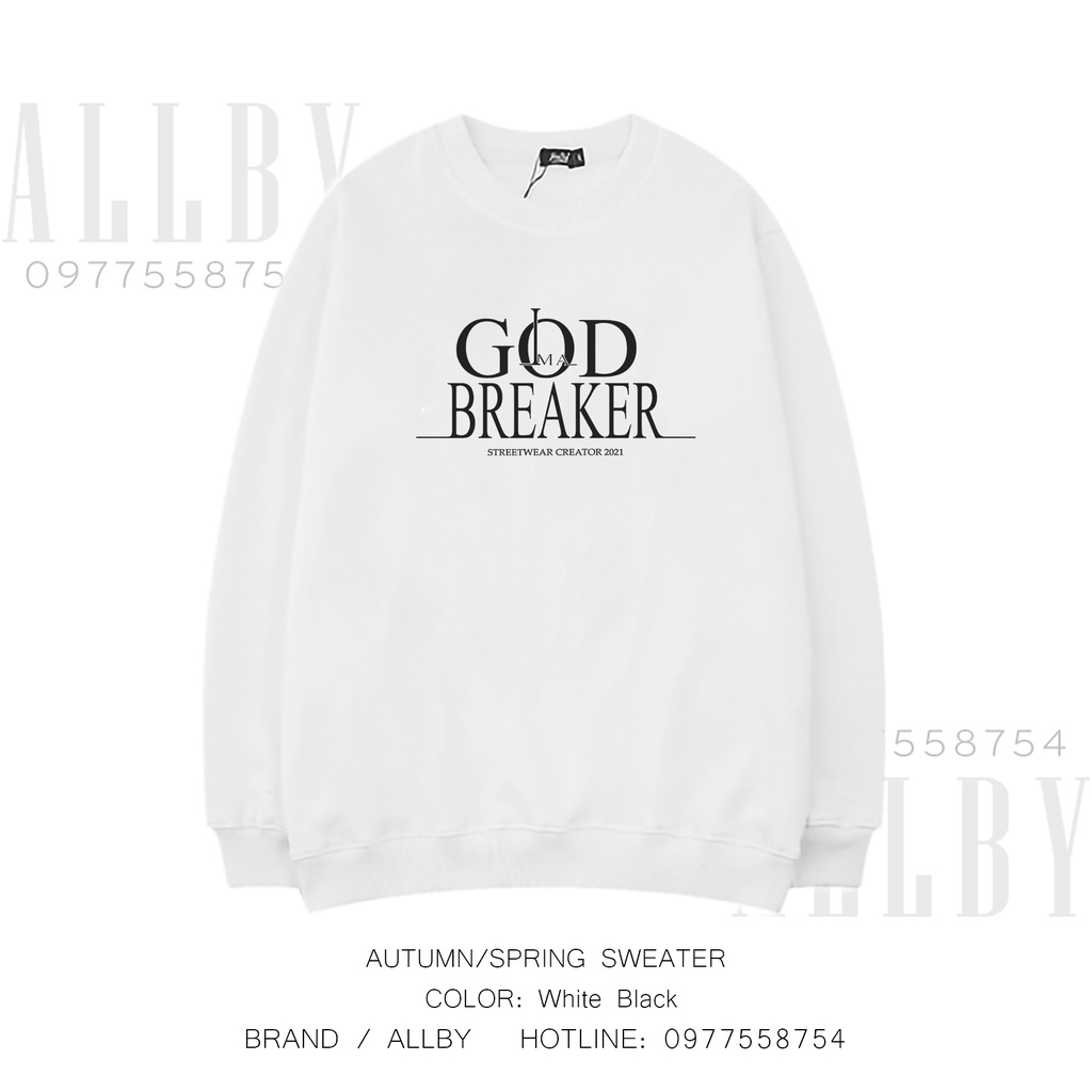 Áo sweater nam nữ God Breaker , áo hoodie nỉ unisex form rộng dài tay nỉ da cá - Allby | BigBuy360 - bigbuy360.vn