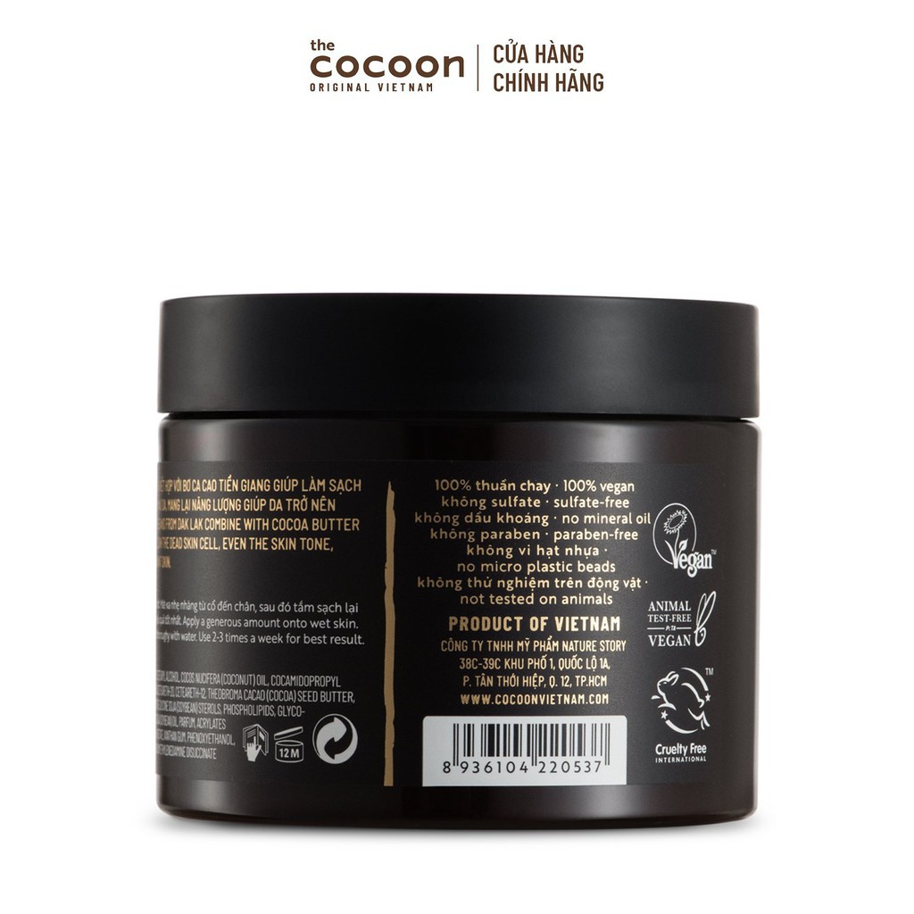 [FREE SHIP-HÀNG CHÍNH HÃNG] Cà phê Đắk Lắk làm sạch da chết cơ thể Cocoon 200ml