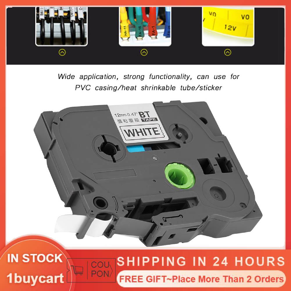 [2 days to arrive] Băng in nhãn trắng/đen 12mm cho Brother TZe-231 P-Touch