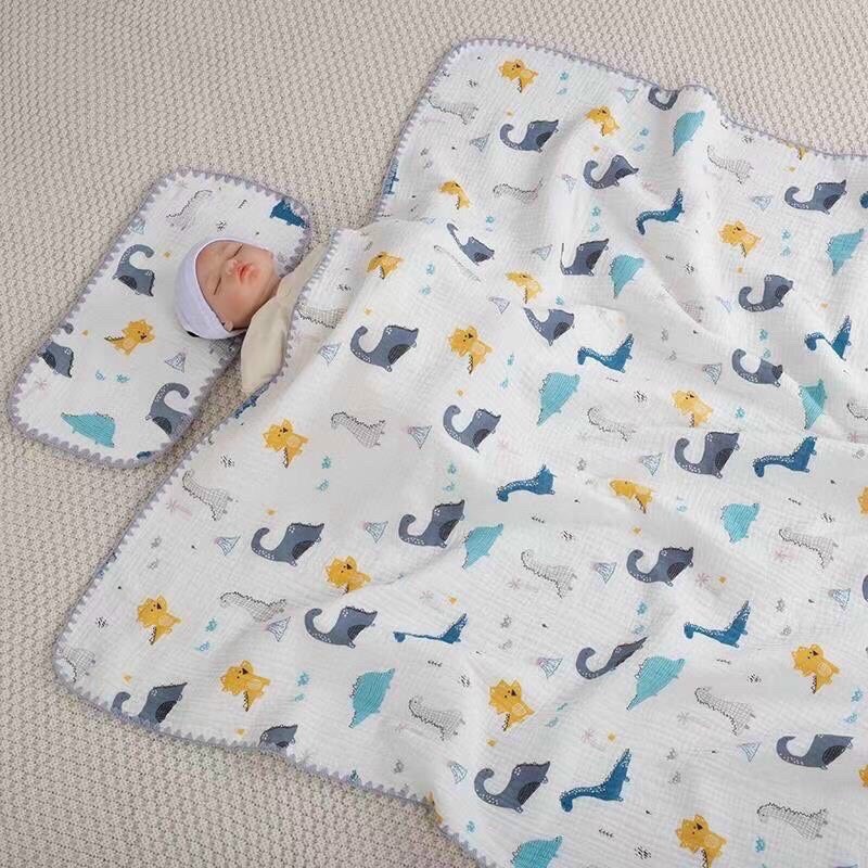 Chăn xô cho bé sơ sinh bo viền đa năng 6 lớp, mềm xô sợi tre siêu mềm mịn thoáng mát 1mx1m1