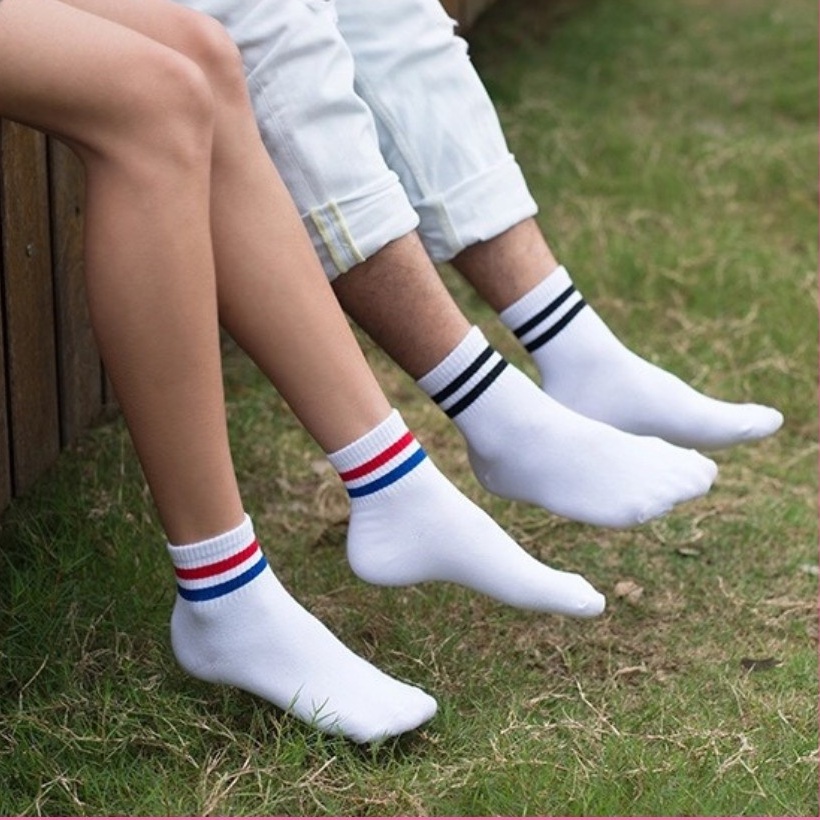 Tất cổ cao Muzini tất trơn cao cổ họa tiết viền cổ kẻ phong cách Hàn Quốc TK01