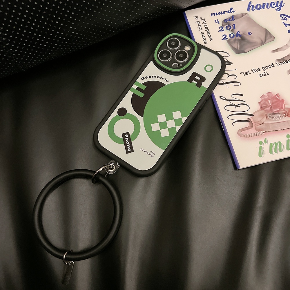 Ốp Điện Thoại TPU Mềm Chống Sốc Họa Tiết Hình Học Có Vòng Đeo Tay Cho iPhone 11 12 13 Pro max mini XS max xr 7 8 se2020 plus