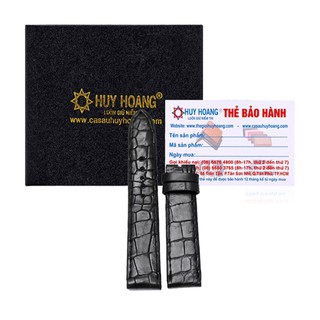 Dây đồng hồ da cá sấu màu đen PH8201
