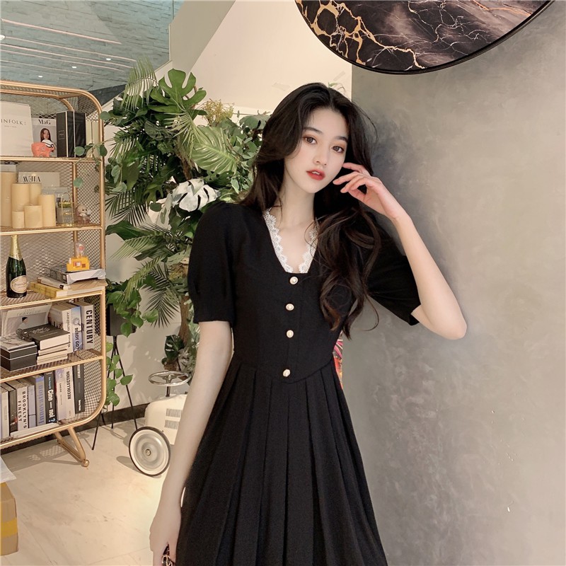 VÁY CÔNG SỞ PHỐI CỔ REN| ĐẦM ĐẦM DÁNG XÒE - Kho Sỉ Hà Trần