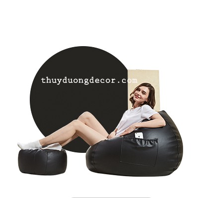 Ghế lười Trái Lê - Vải da Silimi- đã có hạt mút xốp- Sang trọng, dễ vệ sinh- Ghế beanbag hình trái lê có cấu tạo 2 lớp