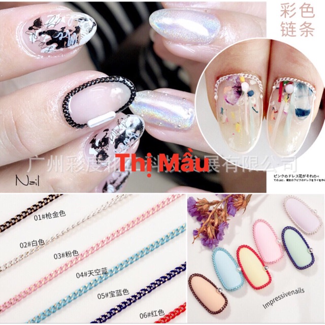 Combo xích trang trí móng 10m 10 mầu