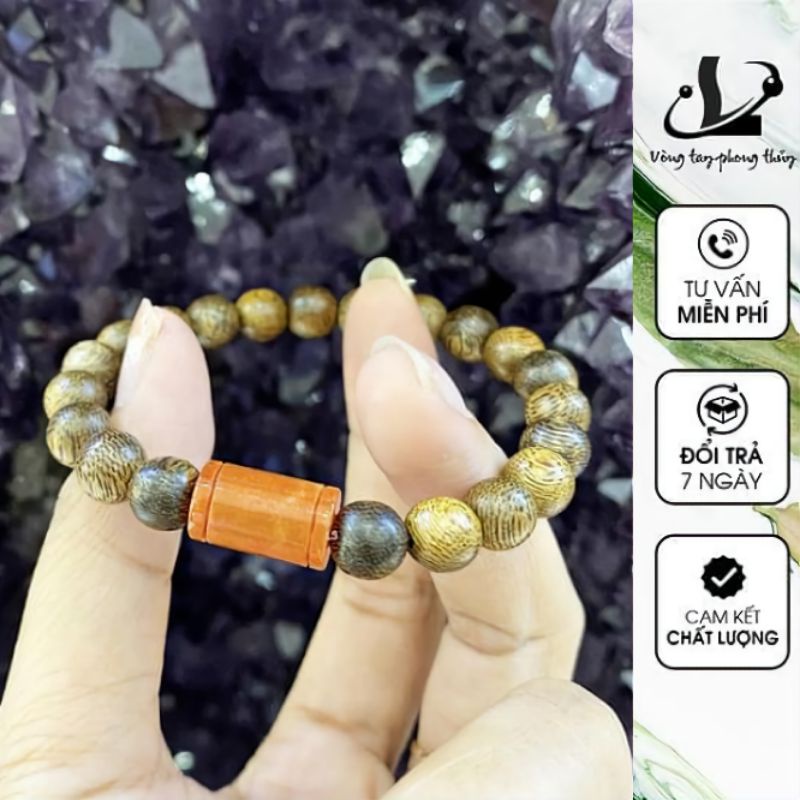 Vòng Tay Trầm Tốc 8ly Mix  Lu Thống ĐáHuyết-Ngọc Màu Đỏ - N83 | BigBuy360 - bigbuy360.vn