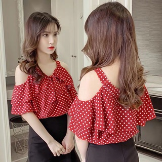 Hàng order: Áo sơ mi chấm bi rớt vai
