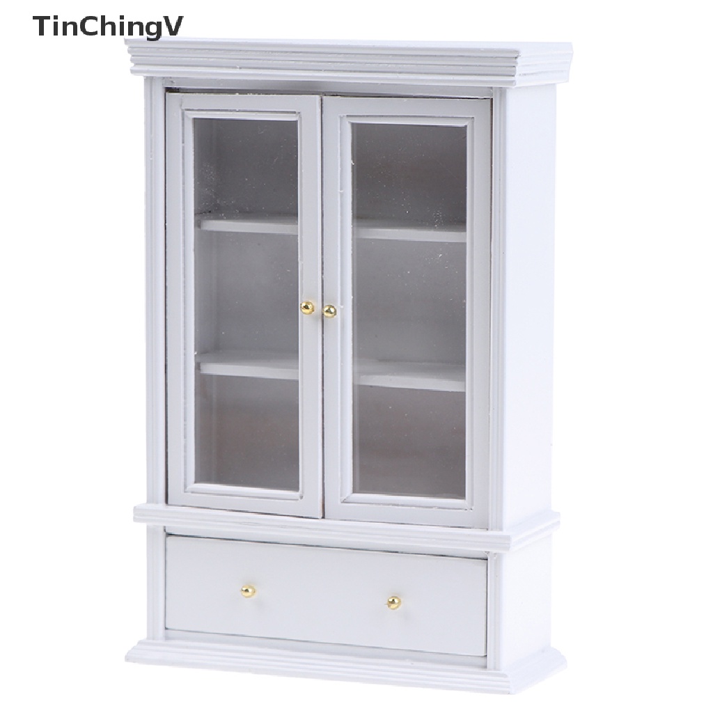 Mô Hình Tủ Gỗ Màu Trắng Trang Trí Nhà Búp Bê Tỉ Lệ 1: 12