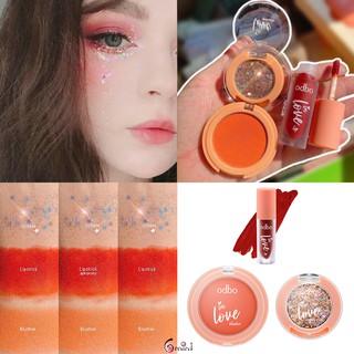 Set 3 món odbo phấn mắt môi má hồng odbo in love siêu xinh