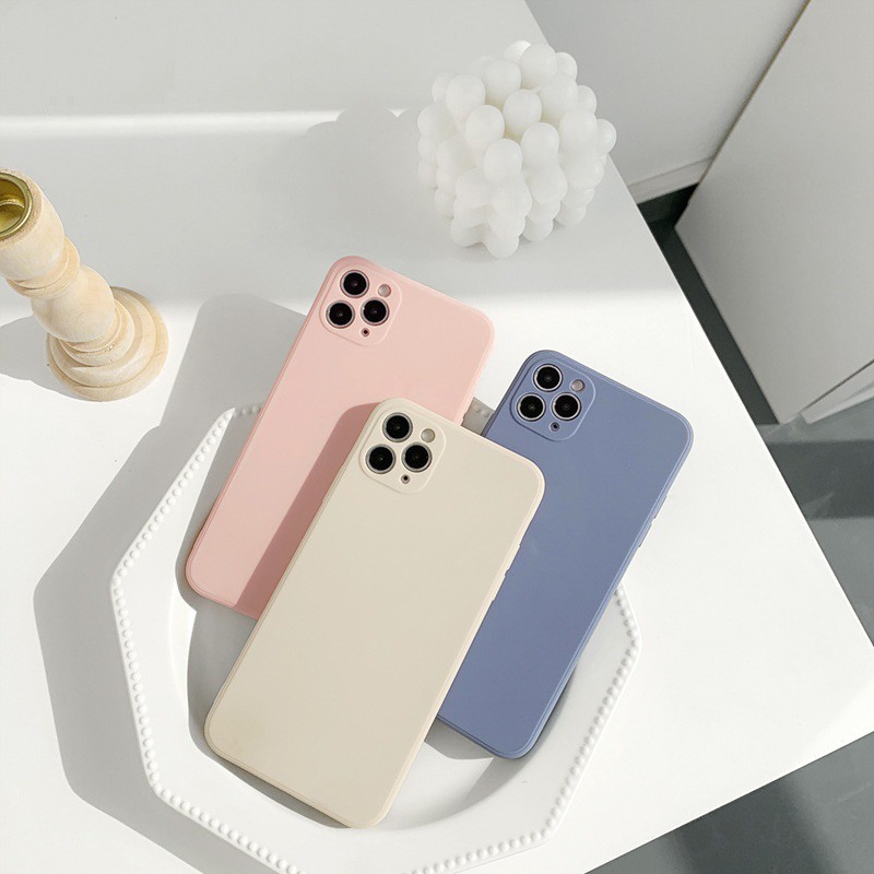 Ốp điện thoại bằng silicon màu trơn đơn giản bảo vệ camera cho iPhone 11/11Pro 11Pro Max X XR XS XS MAX 7 8 Plus