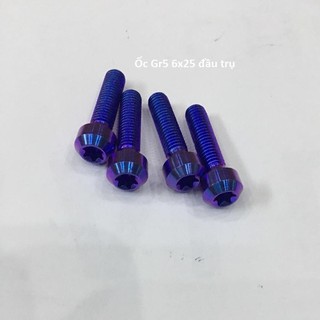 Bộ 4 con ốc Titanium GR5 6 ly 2,5 phân đầu trụ gắn cùm tay thắng lốc máy, lốc nồi và các vị trí cùng kích thước khác
