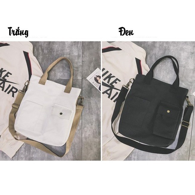 Túi tote vải canvas nhiều ngăn phong cách cá tính , TNX132