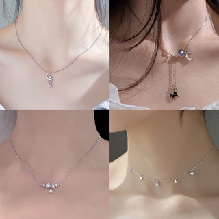 Vòng cổ choker màu bạc gắn hình trăng và sao thời trang Hàn Quốc cho nữ
