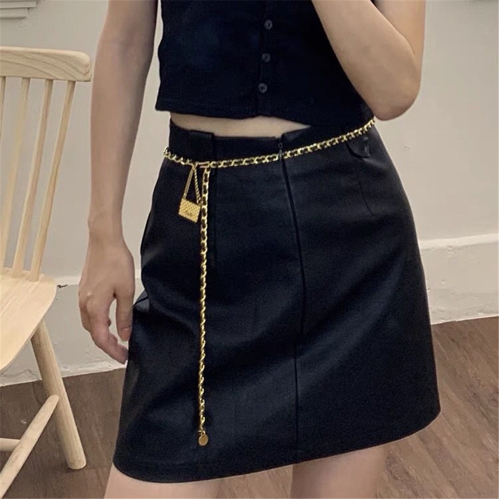 Thắt Lưng Dây Xích 90cm Mặt Khóa Kim Loại Có Thể Điều Chỉnh Thời Trang Thanh Lịch Cho Nữ