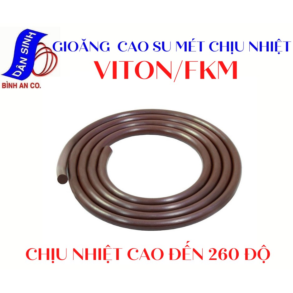 Gioăng VITON/FKM chịu nhiệt độ cao, dạng Mét độ dày từ 2mm-7mm