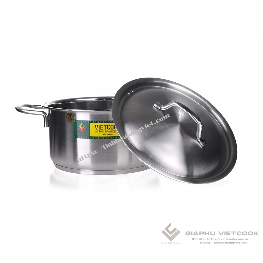 Nồi inox 3 đáy, nắp inox, quai đũa VIETCOOK