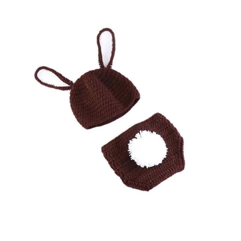Set Đồ 3 Món Gồm Áo Len Đan Móc Hình Thỏ + Quần Ngắn Giữ Ấm Mùa Đông Cho Bé Sơ Sinh