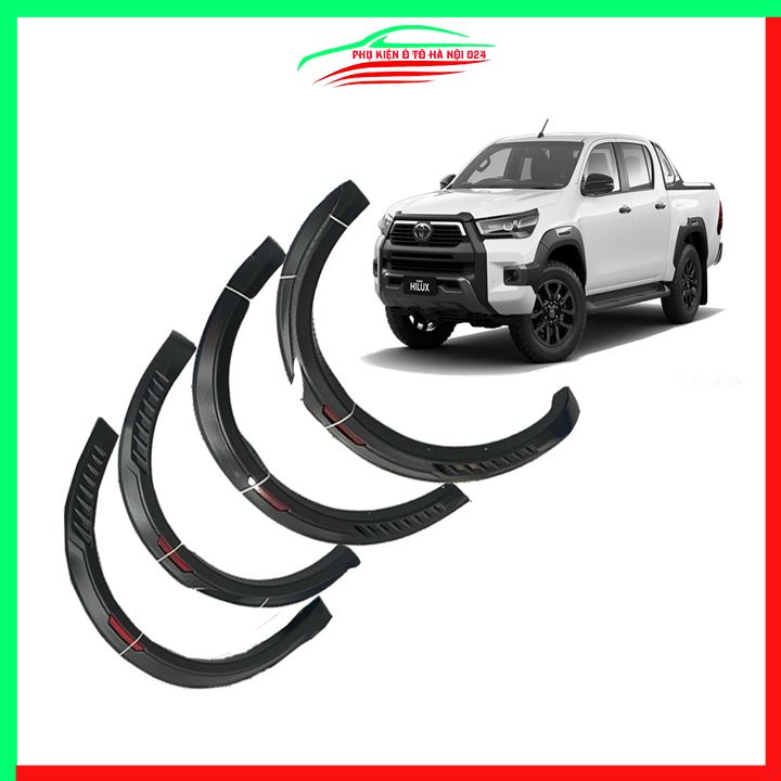 Bộ ốp cua lốp xe ô tô Hilux 2021-2023 bản nhỏ mẫu phản quang trang trí bảo vệ lốp xe