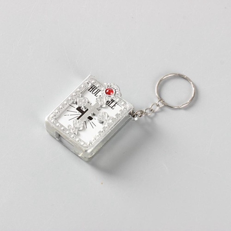 DL New Mini Bible Keychain English Holy Bible Religious Christian Jesus Book Cross