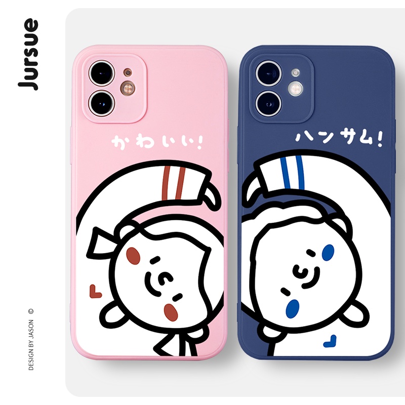 Ốp điện thoại JURSUE hoạt hình cặp đôi dễ thương đẹp bựa mềm cho iPhone 14 13 12 11 Pro Max SE 2020 X XR XS 8 7 ip 6S 6 Plus kute XYA1295
