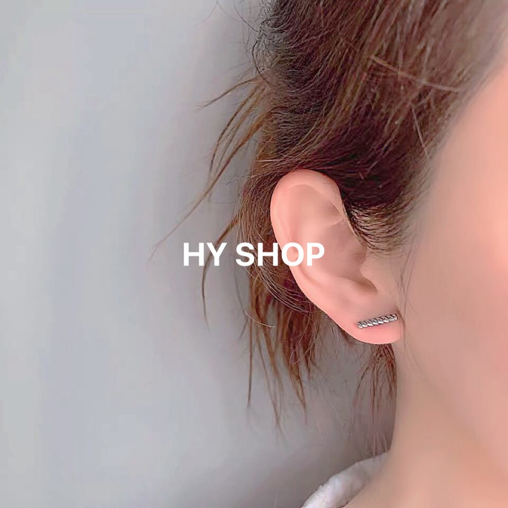 khuyên tai titan nam nữ thanh xoắn không gỉ không dị ứng (stick minimal earring) unisex bts cá tính