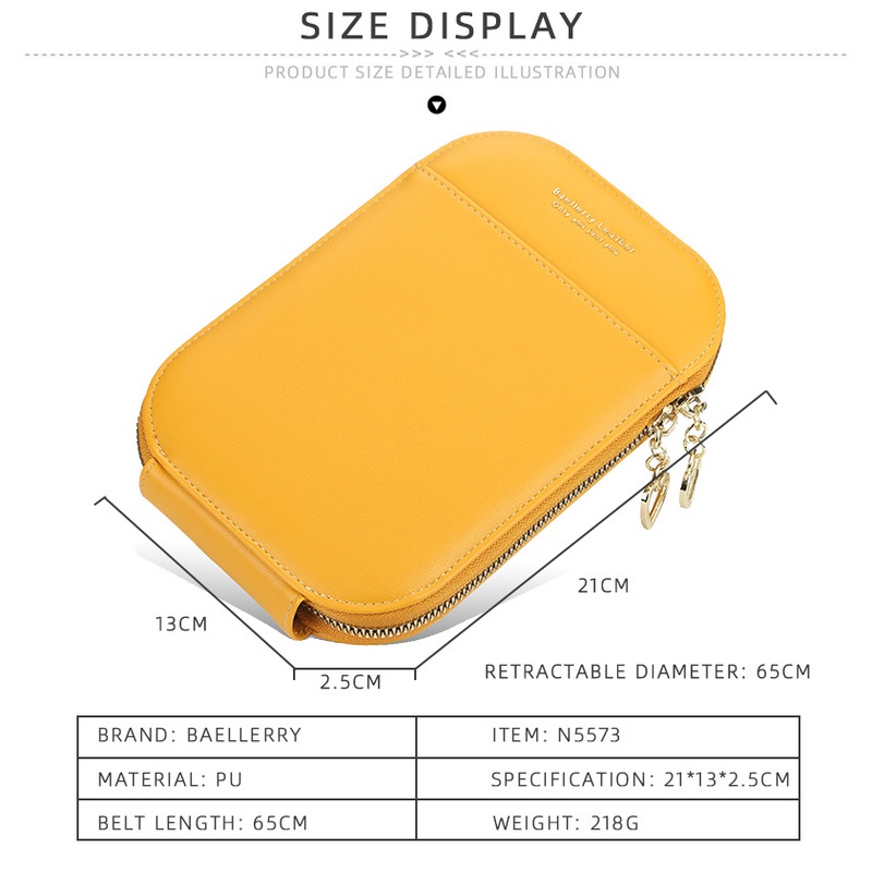 Túi đeo chéo đựng điện thoại sức chứa lớn có khóa kéo màu kẹo phong cách Hàn Quốc cho nữ Baellerry