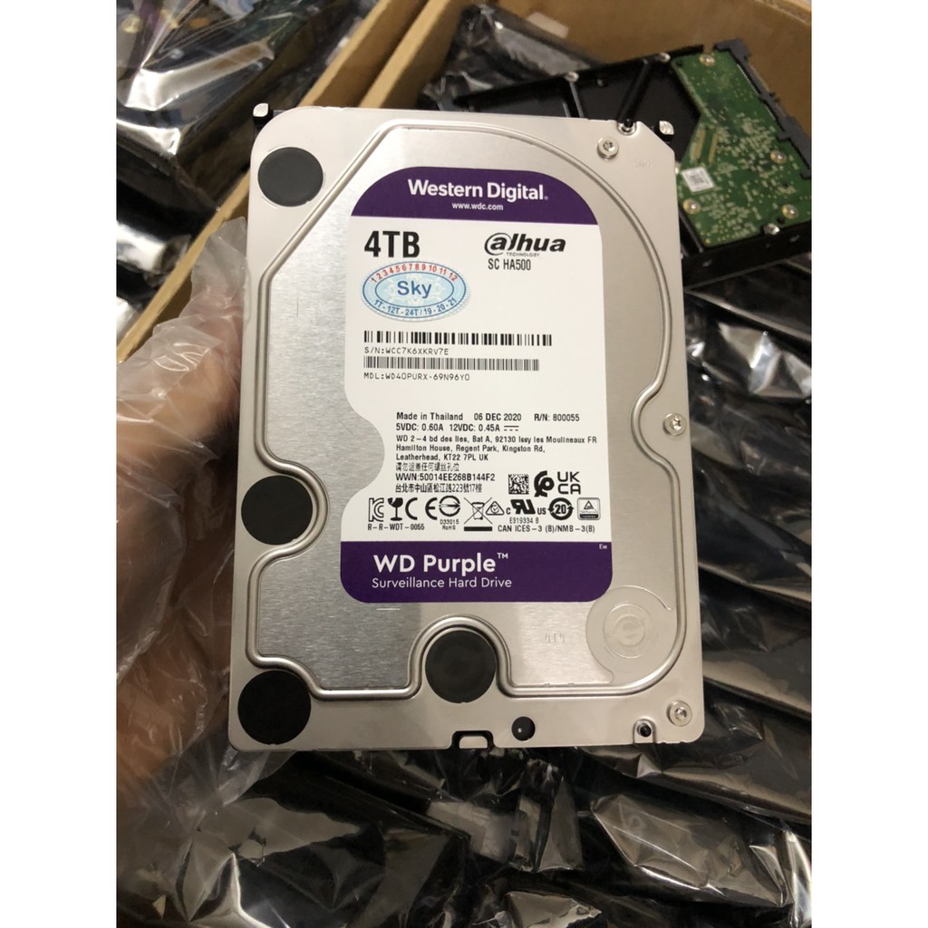 Ổ Cứng HDD WD Purple 4TB Tím 3.5 inch SATA3 6Gb/s Chính Hãng - Mới Bảo hành 36 tháng