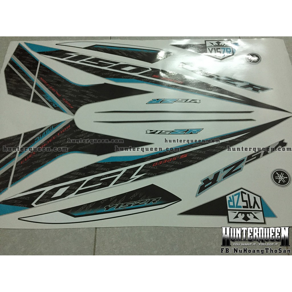 Tem Exciter 150. Tem rời Y15ZR dán xe bạc mặt nạ đen. Xe màu khác vui lòng inbox