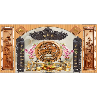 Tranh dán tường 3D PHÒNG THỜ: Đức- Lưu - Quang (đã tích hợp sẵn keo)