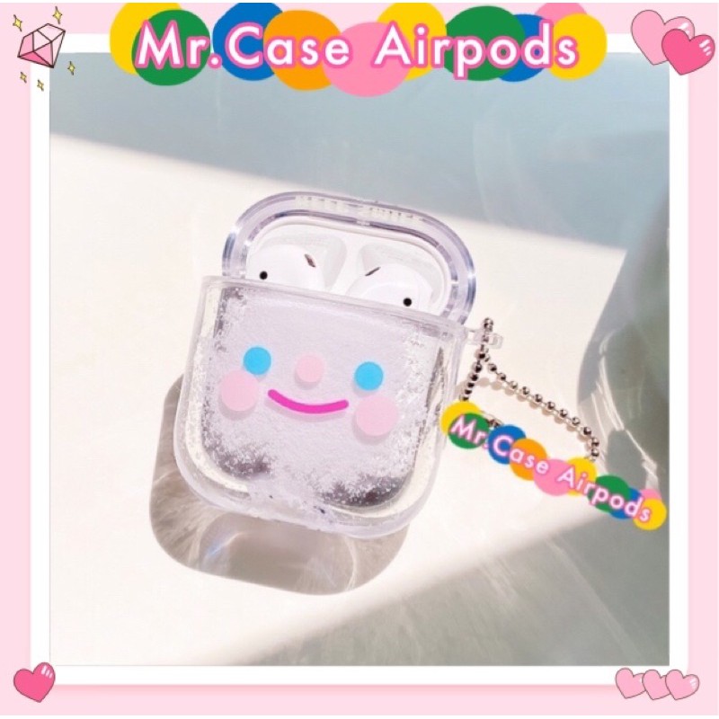 Case Airpods 1/2 Pro Vỏ Ốp Đựng Tai Nghe Mặt Cười Long Lanh Bling Bling Kim Tuyến