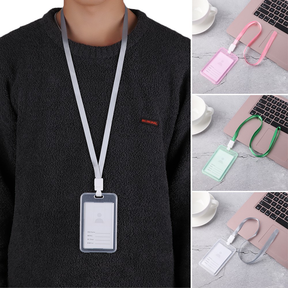 Túi đựng thẻ ID 2 mặt bằng nhựa trong suốt nhiều màu sắc cho hoc sinh / nhân viên công sở