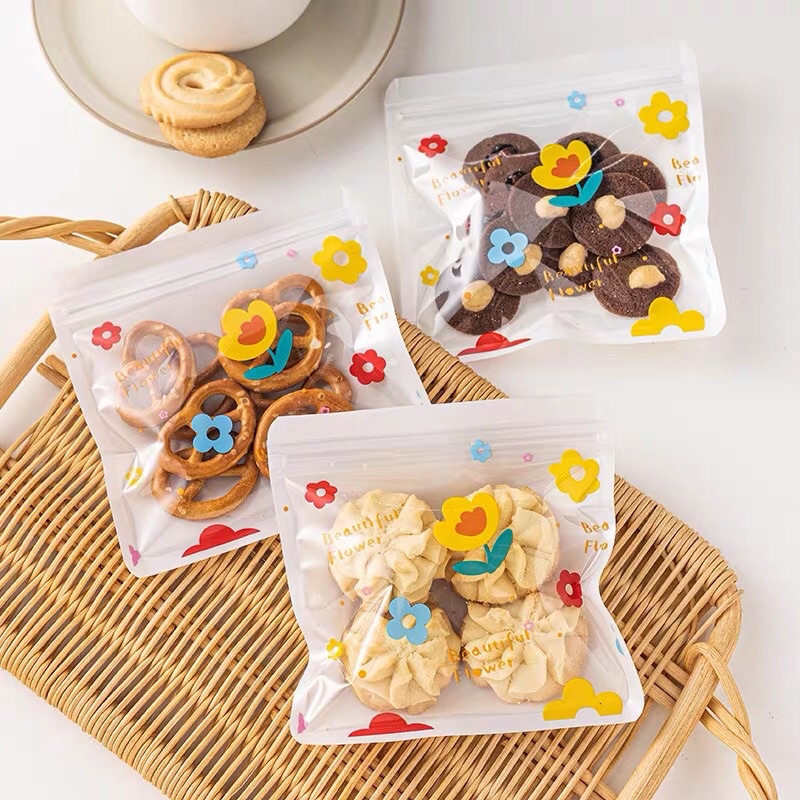 Túi Zip Đựng Bánh Kẹo Hoạ Tiết Gấu / Thỏ / Hoa