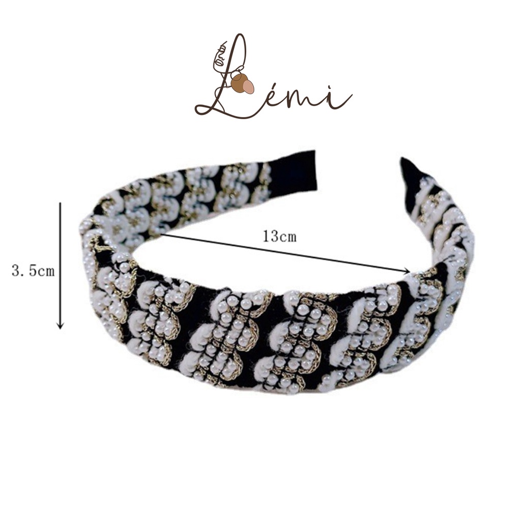 Bờm cài tóc vải dạ tweed đính mix sợi kim tuyến lấp lánh sang chảnh thời trang Hàn Quốc sang chảnh, June accessories