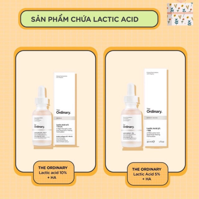 Tẩy Da Chết Hoá Học sáng da, đều màu The ordinary Lactic acid 5%, 10% +HA