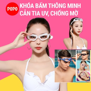 Kính bơi người lớn, kính bơi mắt trong POPO 11940T cùng nón bơi, bộ bịt tai kẹp mũi đủ phụ kiện bơi lội, thi đấu