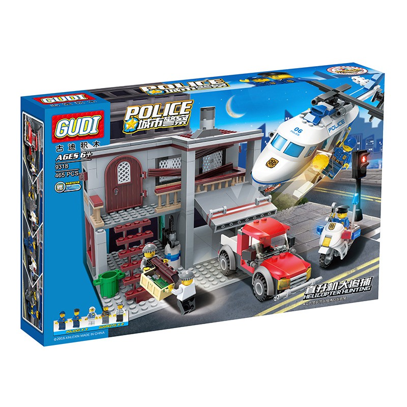 Đồ chơi lắp ráp Lego City Gudi 9318 xếp hình logo minifigures nhà xe ô tô và máy bay phối cảnh tuyệt đẹp