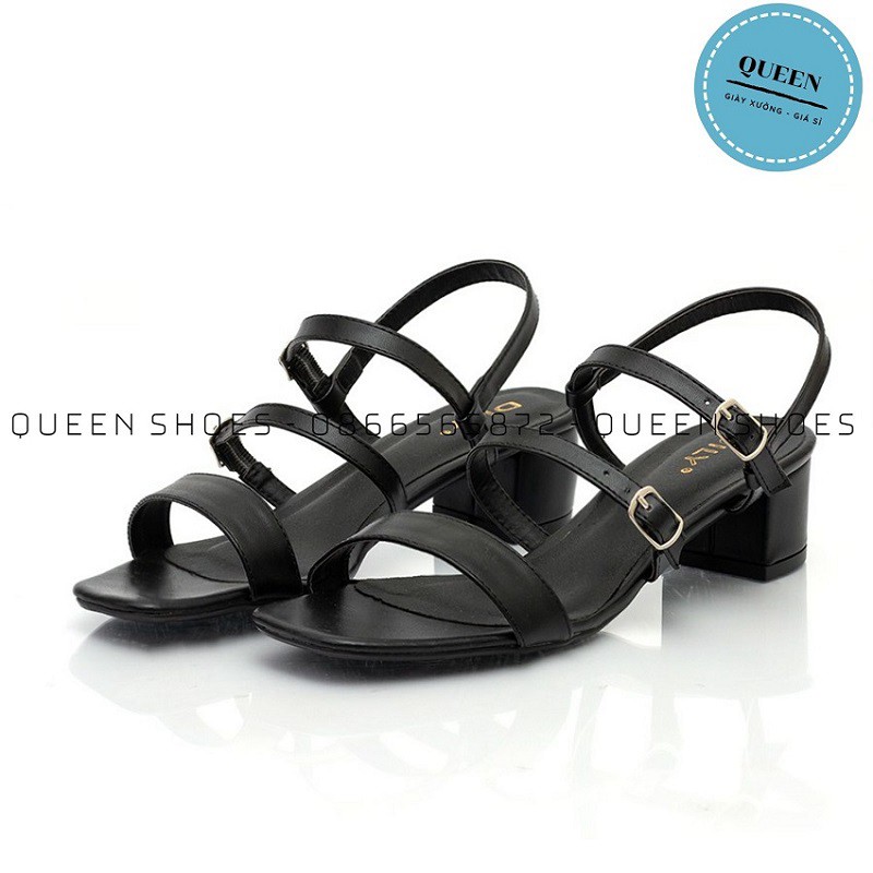 Sandal cao gót nữ gót vuông 4 phân quai mảnh trơn bóng thời trang - SD28