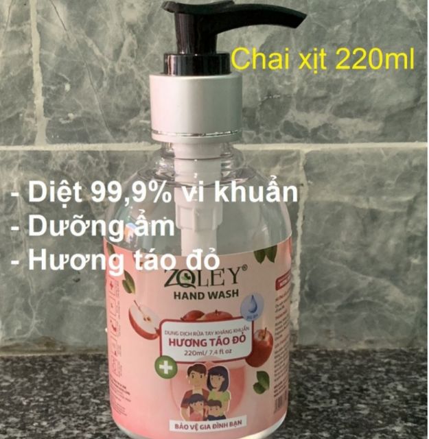 [HÀNG CÔNG TY] Dung dịch rửa tay KHÔ kháng khuẩn – Hương Táo Đổ NRT01-ZOLEY220