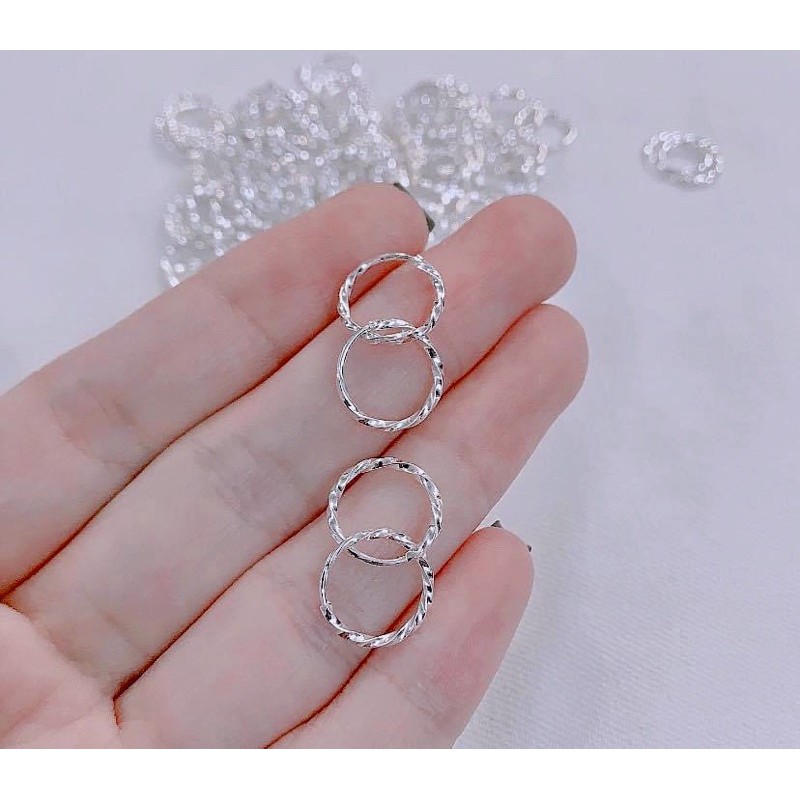 Khuyên tai nữ bạc đẹp, bông tai bạc tròn trơn đơn giản trang sức cho mẹ và bé Minh Thoa Jewelry