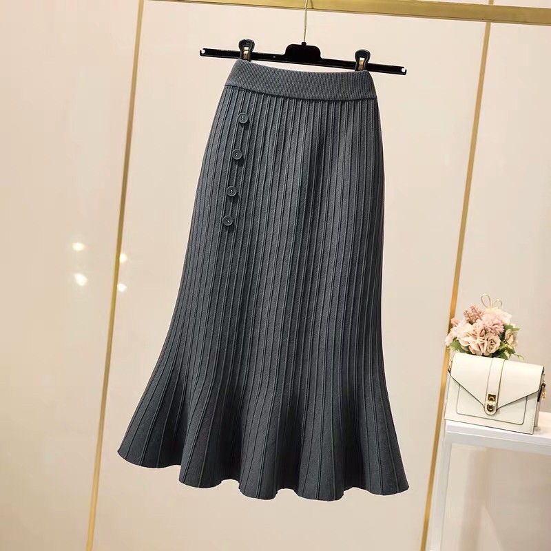 Chân váy len dài đuôi cá đính khuy QC siêu xinhh | BigBuy360 - bigbuy360.vn