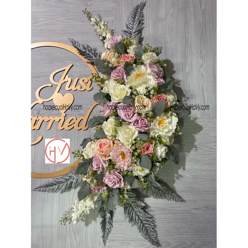 HOA GIẢ TRANG TRÍ XE CƯỚI ĐẸP | MÀU HỒNG TRẮNG