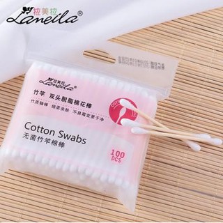 Bịch tăm bông 100 que thân gỗ Lameila ( Thân Thiện với môi trường)